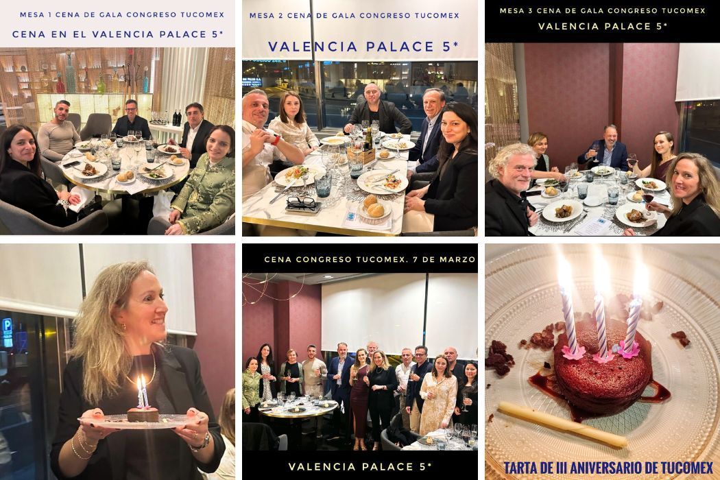 Repetimos el éxito en el IV Congreso Internacional TuComex - 1ª Jornada - Cena de gala mesas y tarta