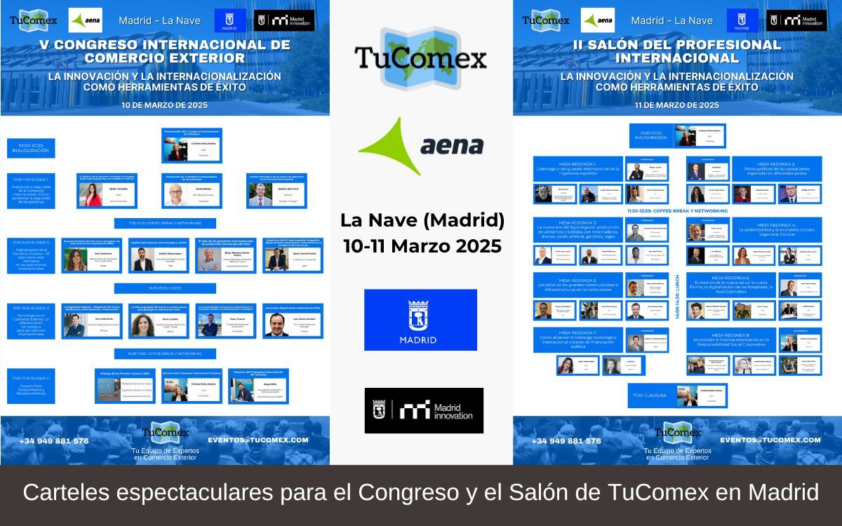 Carteles espectaculares para el Congreso y el Salón de TuComex en Madrid