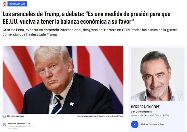 Cristina Peña es entrevistada por Carlos Herrera en Cope - Programa