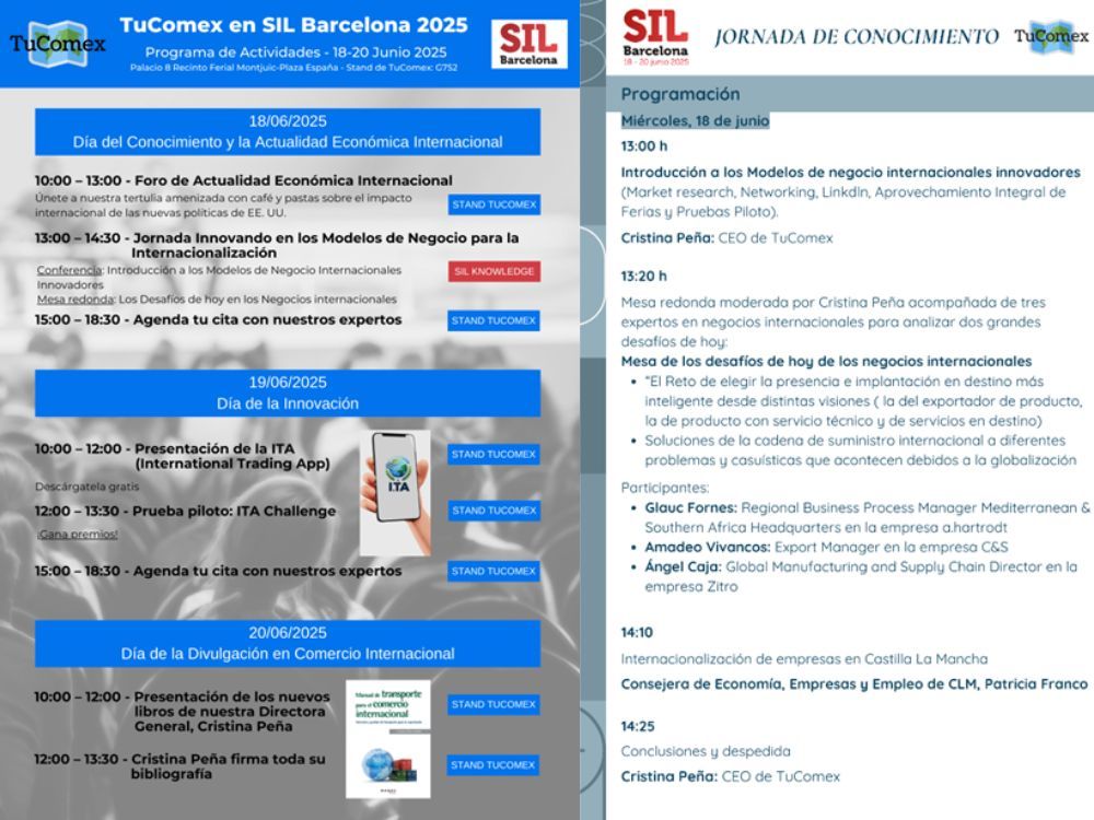 TuComex estará presente en el SIL Barcelona 2025 ¡Te invitamos a visitarnos! - Programa