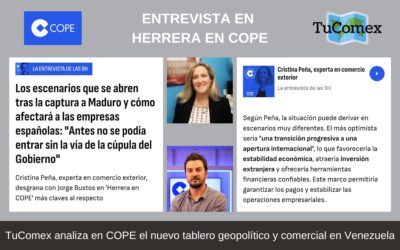 TuComex analiza en COPE el nuevo tablero geopolítico y comercial en Venezuela
