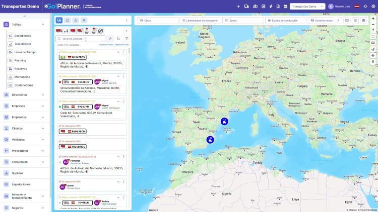 Entrevista a Go!Planner Innovación 360º que potencia la logística moderna - Mapa búsqueda tractora
